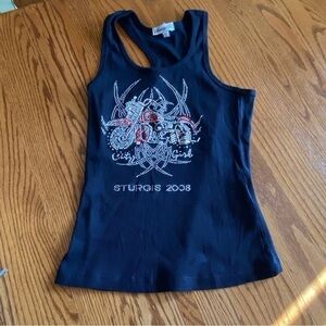 Sturgis Y2K Bedazzled Tank Top Size Large made in U.S.A